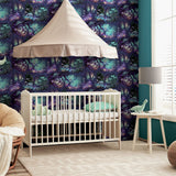 Arthouse Magical Garden Wallpaper with Neon Folk Forest Design – Kids Room Feature Wall, Black Multi