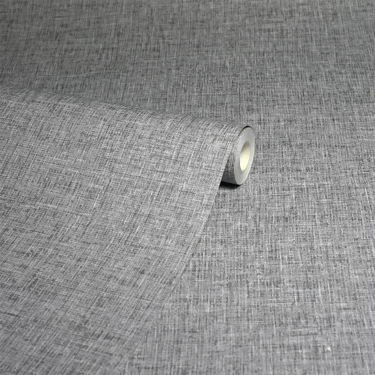 Arthouse Linen Texture Wallpaper with Subtle Lustre – Understated Linen Effect for Feature Walls, Mid Grey