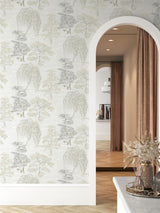 Arthouse Oriental Garden Wallpaper with Tree Design, Easy to Hang – Feature Wall or Whole Room, Natural