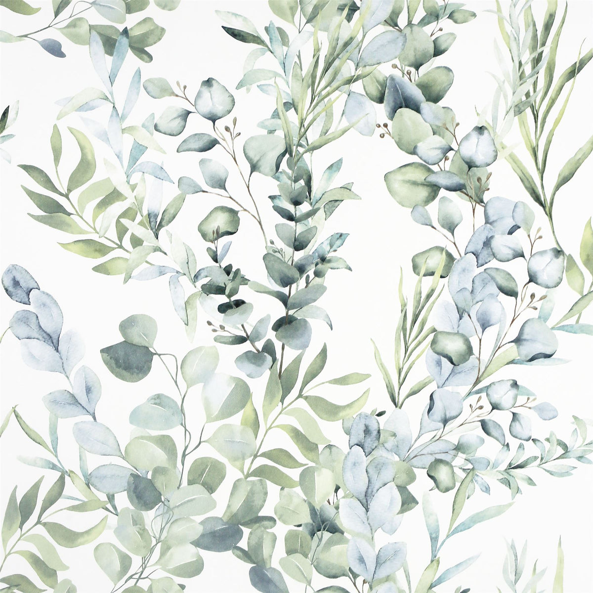 Arthouse Tranquil Wallpaper with Light and Dark Green Leaves – Watercolour Look Feature Wall, Green