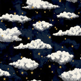 Arthouse Stars and Clouds Wallpaper with Gold Metallic Stars – Children's Nursery Design, Navy