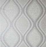Arthouse Curve Heavyweight Vinyl Wallpaper with Teardrop Design & Metallic Shimmer – Strippable, Grey