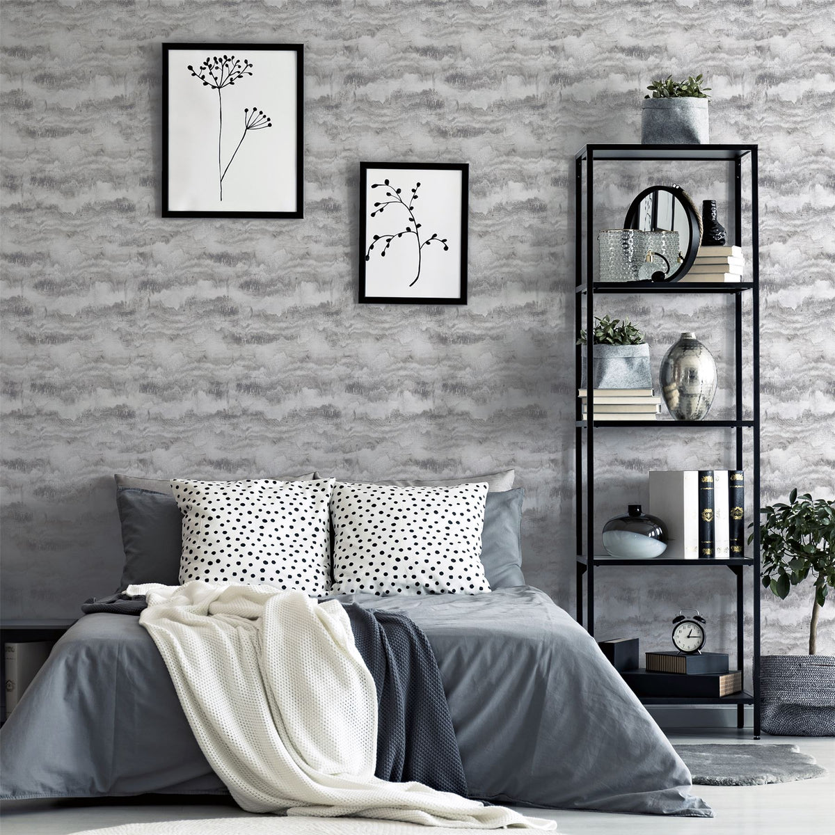 Arthouse Painted Canvas Expressionist Wallpaper – Paste the Wall Feature Wall Design, Grey