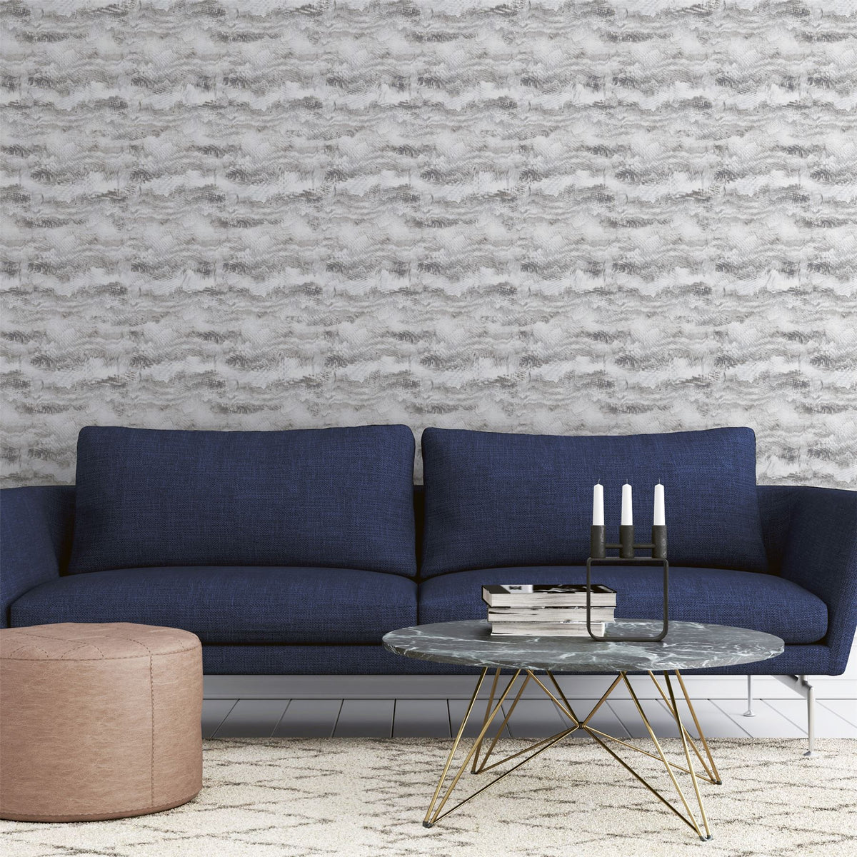 Arthouse Painted Canvas Expressionist Wallpaper – Paste the Wall Feature Wall Design, Grey