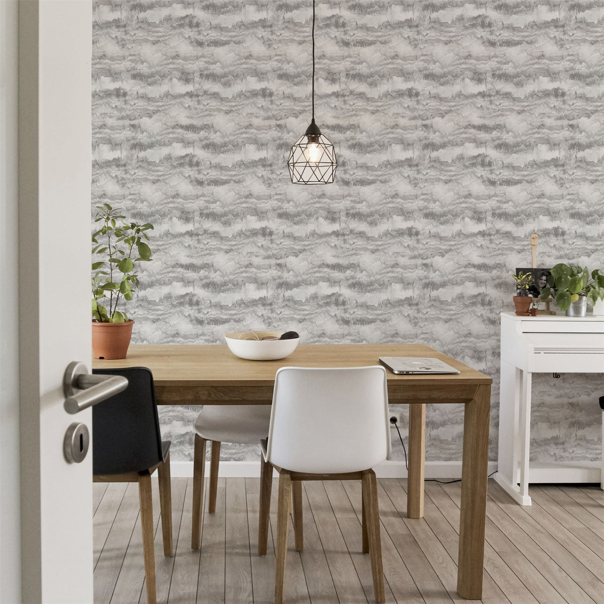 Arthouse Painted Canvas Expressionist Wallpaper – Paste the Wall Feature Wall Design, Grey