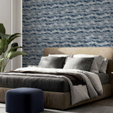 Arthouse Painted Canvas Expressionist Wallpaper – Paste the Wall Feature Wall Design, Navy