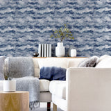 Arthouse Painted Canvas Expressionist Wallpaper – Paste the Wall Feature Wall Design, Navy