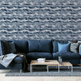 Arthouse Painted Canvas Expressionist Wallpaper – Paste the Wall Feature Wall Design, Navy