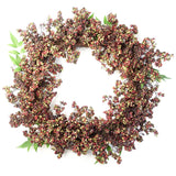 Artificial Black Berry Wreath, 55cm Large Door Wreath with Woven Base – Faux Black & Red Berry Decoration