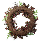 Artificial Black Berry Wreath, 55cm Large Door Wreath with Woven Base – Faux Black & Red Berry Decoration