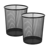 Vinsani 2-Piece Round Mesh Waste Bin Set – Lightweight Metal Wastebaskets for Office & Home, Black