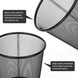 Vinsani 2-Piece Round Mesh Waste Bin Set – Lightweight Metal Wastebaskets for Office & Home, Black