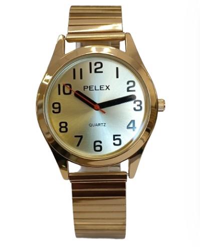 Pelex Men’s Gold Tone Quartz Watch with Big Numbers and Gold Dial – Gold Bracelet Strap