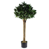 Botanik Artificial Bay Tree Laurel with Natural Wood Trunk, 120cm – UV Resistant Outdoor Topiary