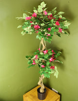 Artificial Pink Japanese Silk Blossom Tree, 150cm – Bougainvillea with Twisted Trunk & Wired Stems