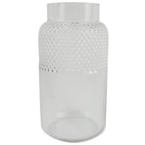 29cm Clear Glass Diamond Vase – Decorative Home Accent, Clear