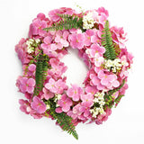 Leaf 40cm Artificial Pink Blossom Floral Wreath – Natural Woven Base, Door Decoration