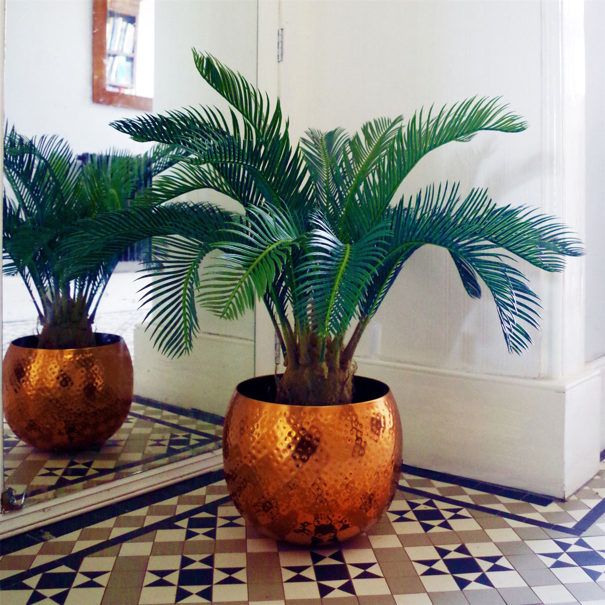 80cm Artificial Cycas Palm Plant – Tropical Tree for Home Decor, Green & Brown
