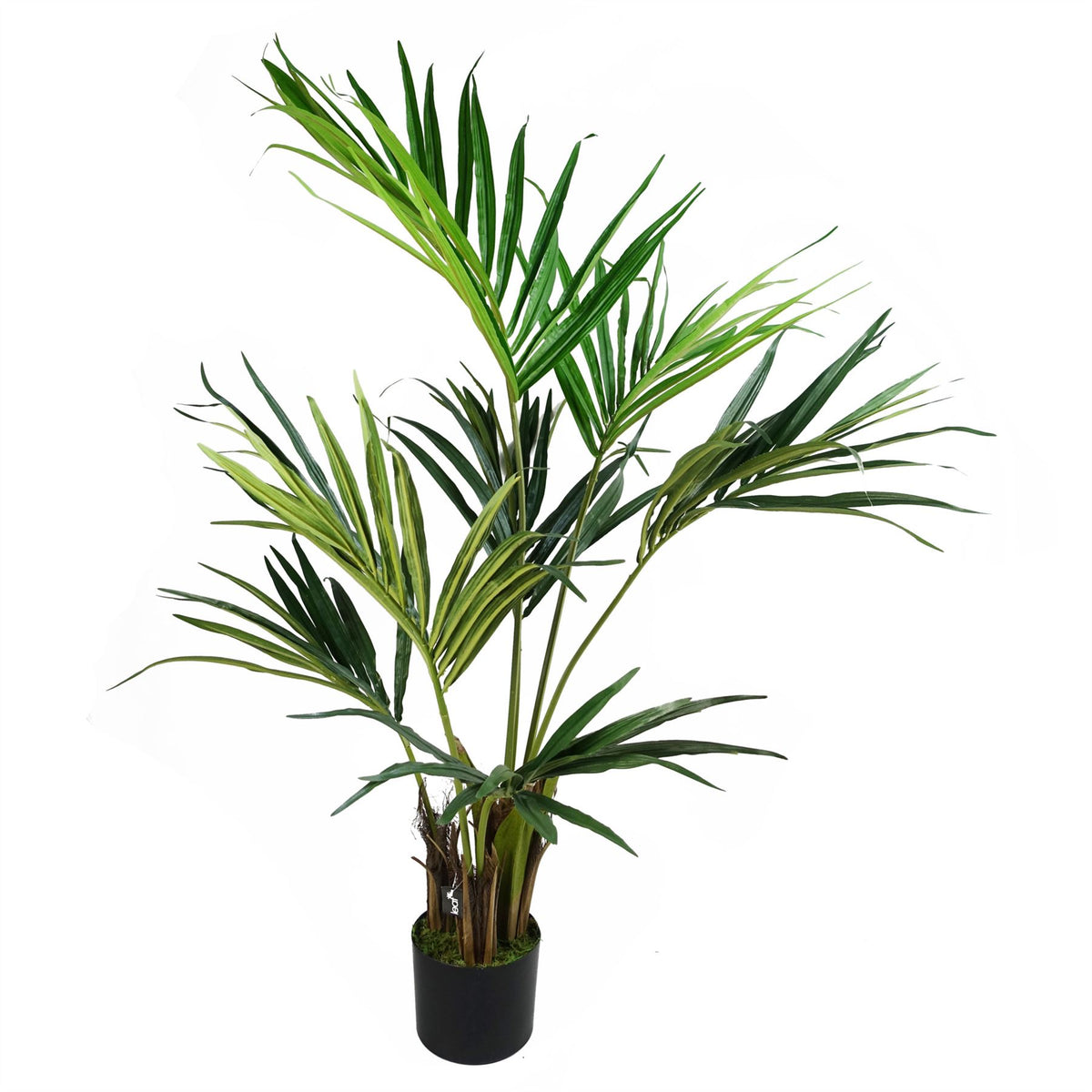 Leaf 130cm Artificial Kentia Palm Tree with Silk Leaves – Weighted Black Pot, Realistic Indoor Plant