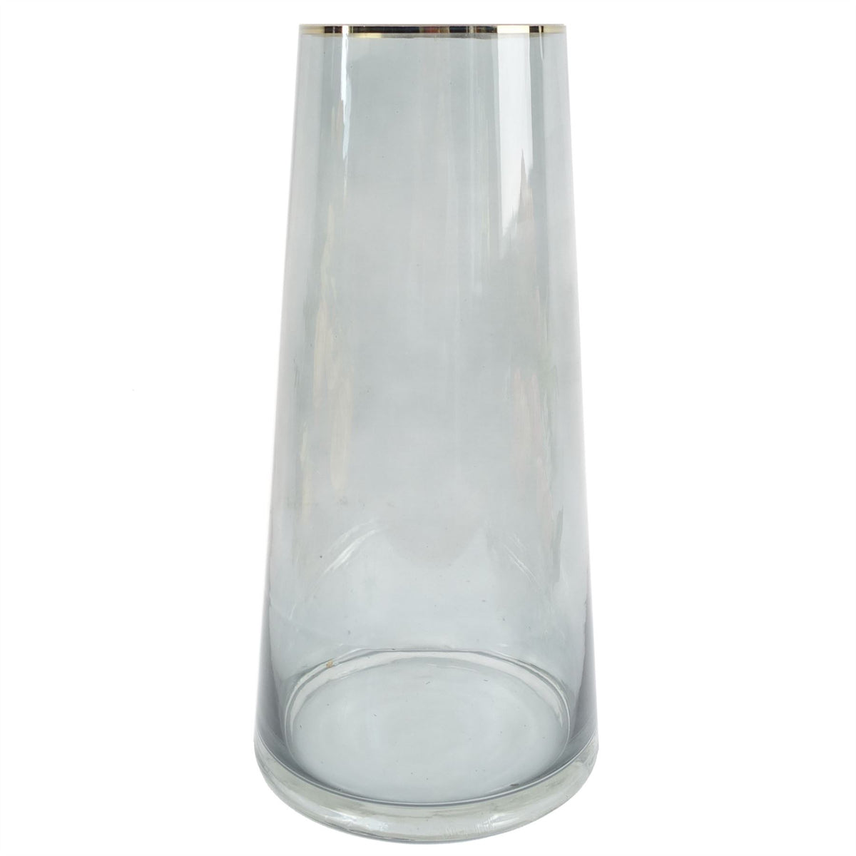 Gold Rim Smoke Grey Glass Vase, 28cm – Stylish Home Decor Flower Vase