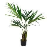 Leaf 120cm Artificial Kentia Palm Tree with Silk Leaves – Weighted Black Pot, Realistic Indoor Plant