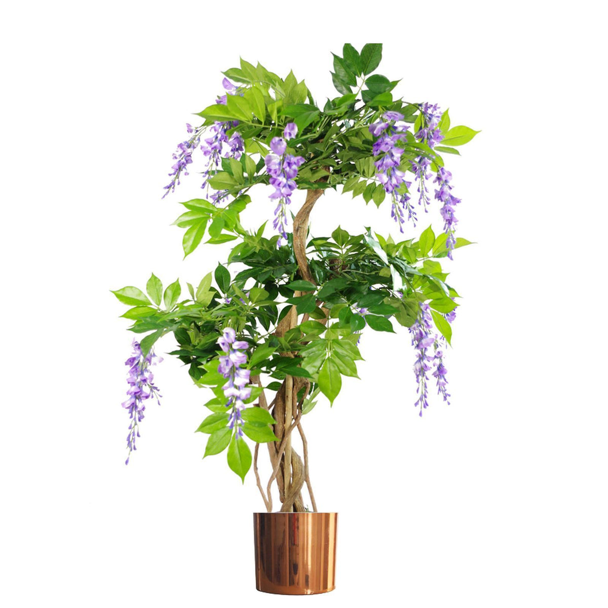 Botanik Artificial Purple Wisteria Tree with Copper Metal Planter, 110cm – Premium Handmade Plant