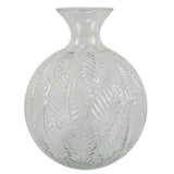 Leaf Clear Fern Print Glass Bottle Vase, 26cm Thick Hand-Finished Glass – Real or Artificial Flowers