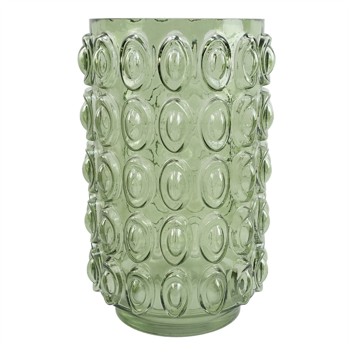 30cm Green Retro Bubble Glass Vase – Decorative Home Accent, Green