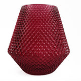 23cm Diamond Embossed Pink Glass Vase – Decorative Home Accent, Pink