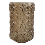 Embossed Chestnut Glass Vase, 29cm – Elegant Brown Home Decor Flower Vase