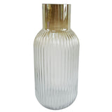 34cm Ridged Ombre Glass Vase – Decorative Home Accent, Brown