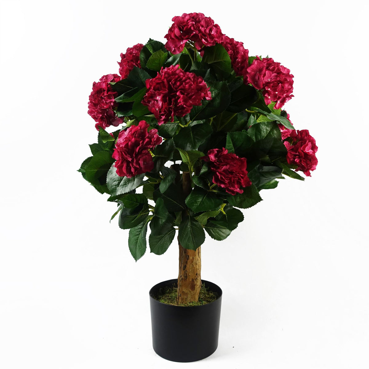 75cm Artificial Pink Bush Hydrangea Plant, Potted – Home Decor Flowers, Dark Pink