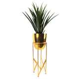90cm Gold Planter with Artificial Yucca Plant