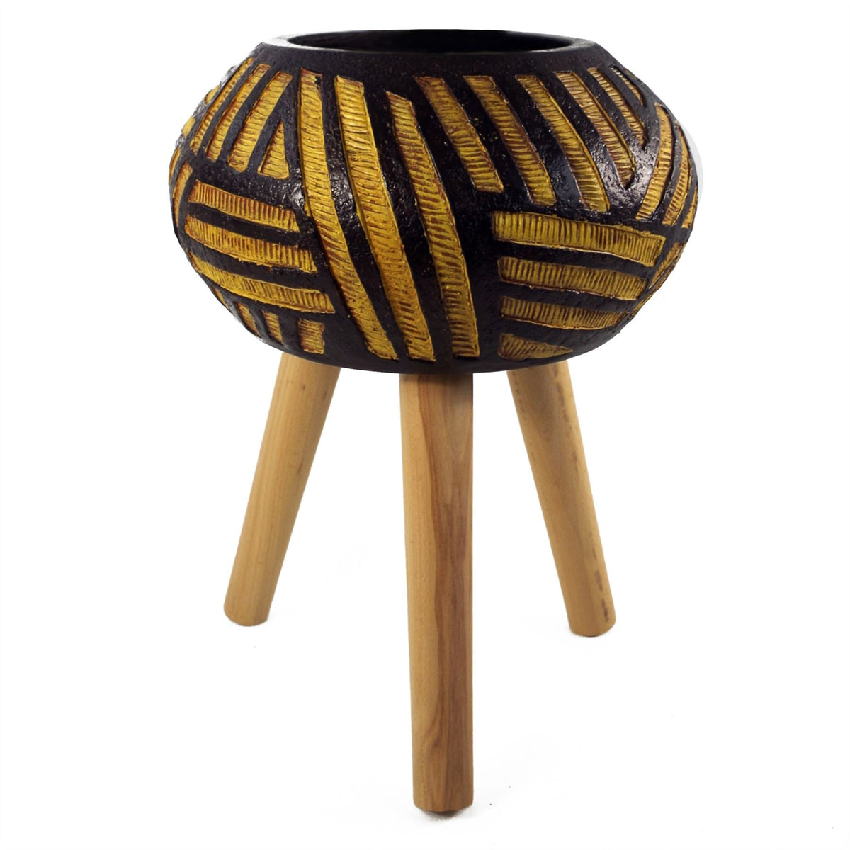Bali Composite Oval Large Planter, 45cm x 34cm – Garden Plant Pot, Brown & Yellow