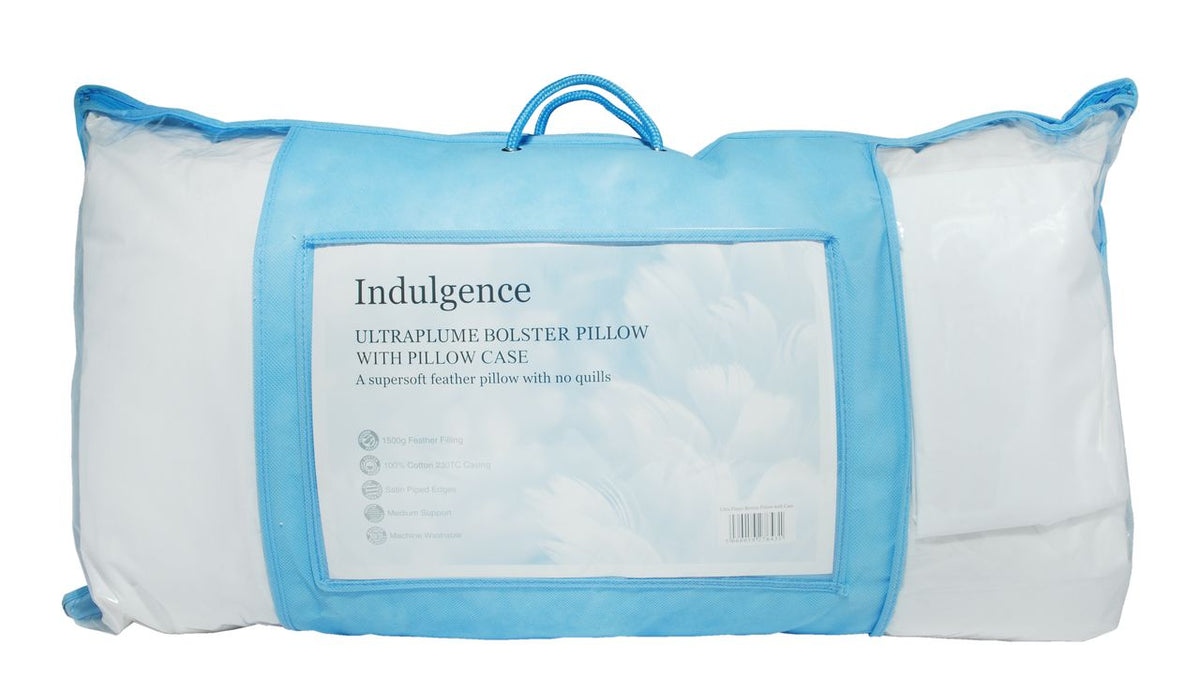Indulgence Ultraplume 36" Bolster Pillow – Quilless Feather Filled with 100% Cotton Case
