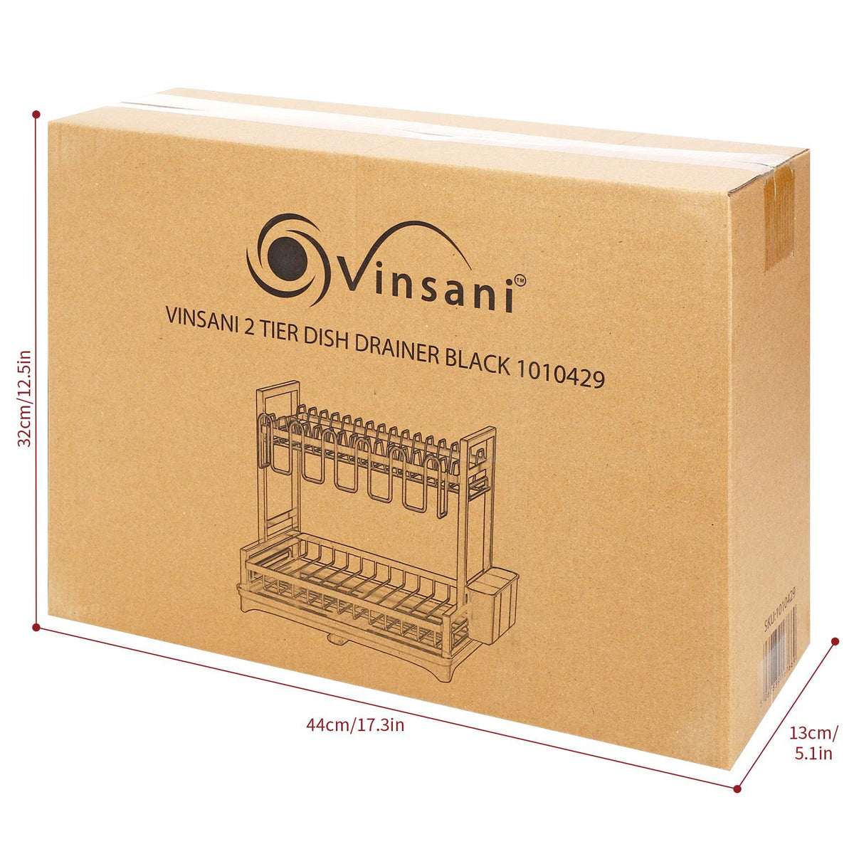 Vinsani 2-Tier Detachable Dish Drainer – Space-Saving Vertical Kitchen Drying Rack, Black