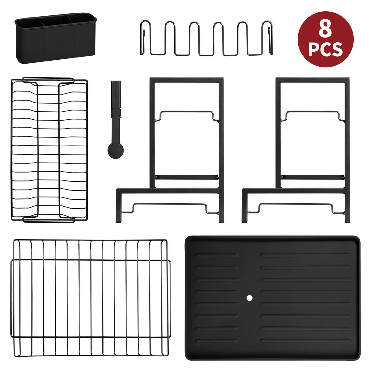Vinsani 2-Tier Detachable Dish Drainer – Space-Saving Vertical Kitchen Drying Rack, Black