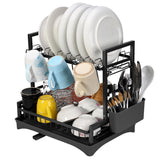 Vinsani 2-Tier Detachable Dish Drainer – Space-Saving Vertical Kitchen Drying Rack, Black
