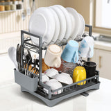 Vinsani 2-Tier Detachable Dish Drainer – Space-Saving Vertical Kitchen Drying Rack, Grey