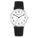 Ravel Men’s Classic Big Dial Watch with White Dial and Black Strap – Model R0129.20.1