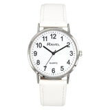 Ravel Unisex Classic Big Dial Watch with White Dial and White Strap – Model R0129.24.1