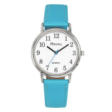 Ravel Ladies' Classic Watch – White Dial, Light Blue Leather Strap