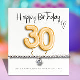 Aye Do Gifts 30th Birthday Gold Balloons Cubic Zirconia Charm Bracelet & Message Card