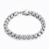 Aye Do Gifts Men's Silver Box Chain Bracelet – 8mm Stainless Steel, 9 Inch