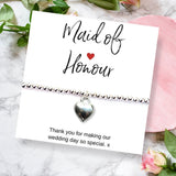Aye Do Gifts Maid of Honour Silver Plated Puff Heart Bracelet & Thank You Card