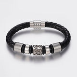 Aye Do Gifts Men's Nautical Faux Leather Bracelet – Silver Beads, Magnetic Clasp