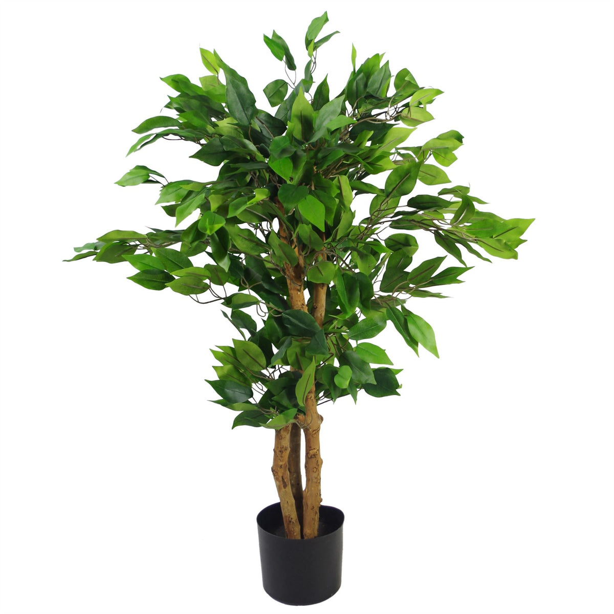 Leaf 90cm Artificial Evergreen Ficus Tree in Pot – Natural Trunk, Wired Stems, Indoor & Commercial Use