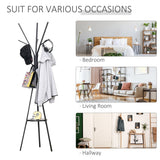 HOMCOM Tree Branch Coat Stand with 9 Hooks and Round Storage Shelf, 180cm, Black