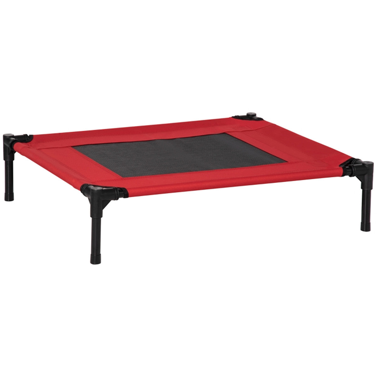 PawHut Raised Pet Bed for Medium Dogs with Metal Frame & Breathable Fabric – Indoor and Outdoor, Red and Black