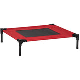 PawHut Raised Pet Bed for Medium Dogs with Metal Frame & Breathable Fabric – Indoor and Outdoor, Red and Black